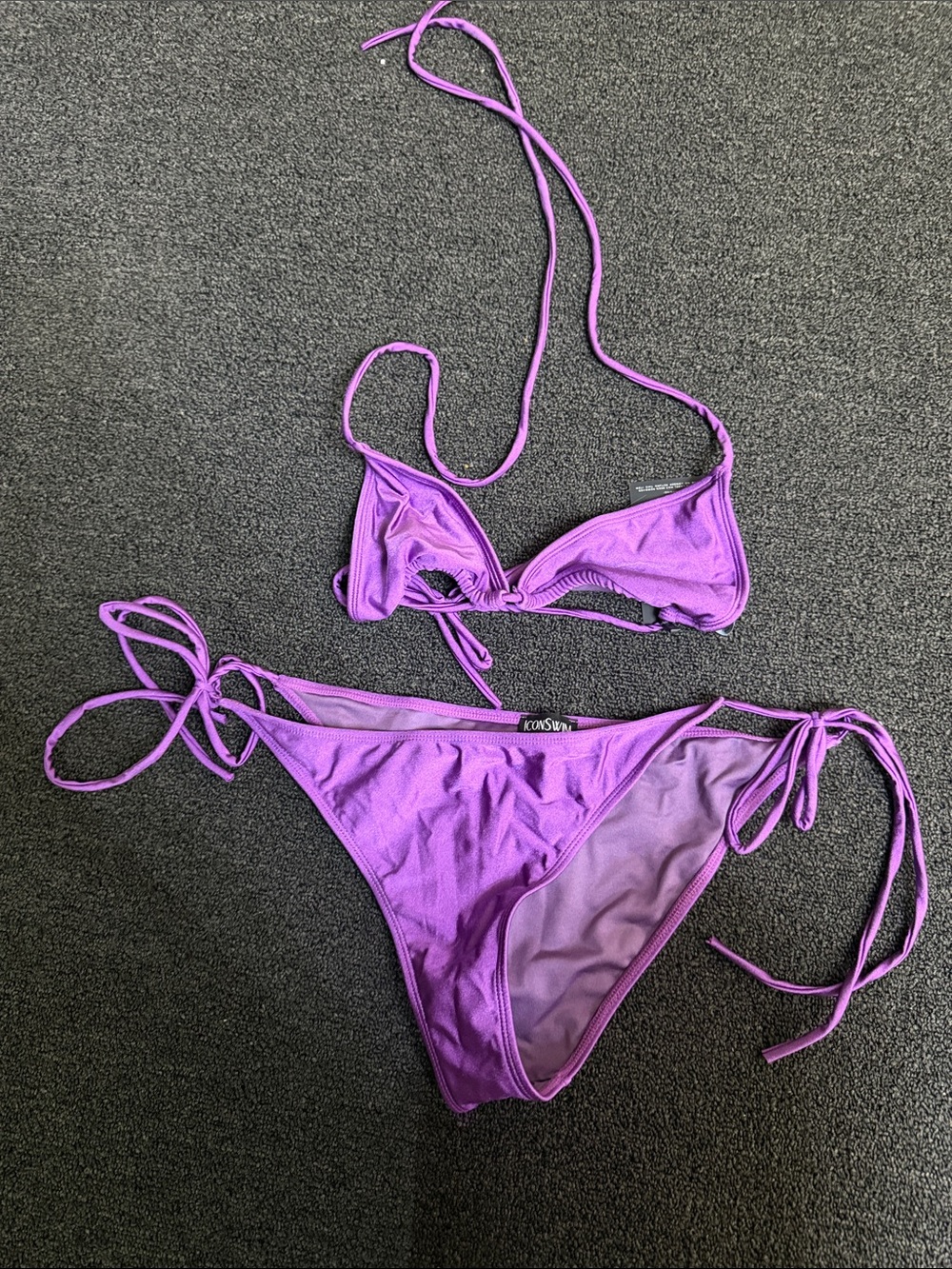 3 Piece Purple Tie-Side Bikini Set